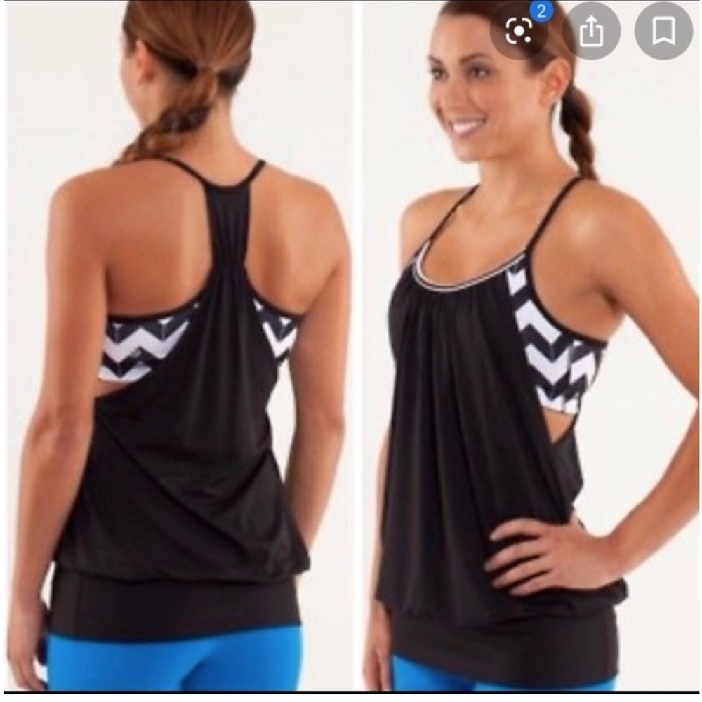 Lululemon Black and‎ White No Limits Tank Top Size 6